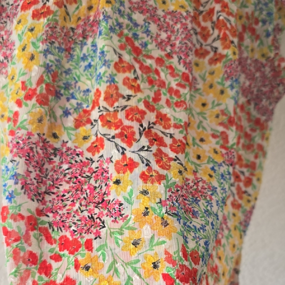 Rachel Zoe Floral Ruffle-Trim Tie Neck Camisole — Red, Yellow, Blue, Purple - Picture 4 of 4